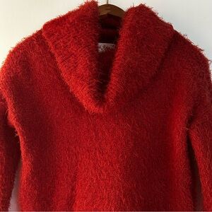 Pink Rose Cowl Neck Turtleneck Sweater XS Women Burnt Orange Stretch Soft Cozy